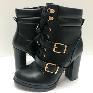 Jenine Buckled Block Heel Bootie 